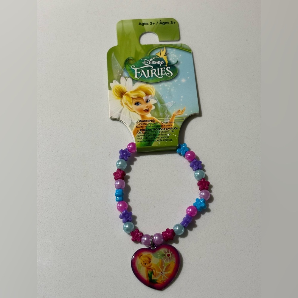 Vintage Disney Fairies Tinkerbell Beaded Bracelet with Heart Charm